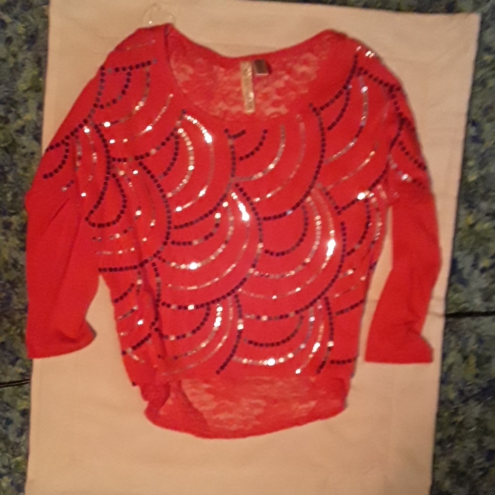 Beautiful red dressy shirt all lace back